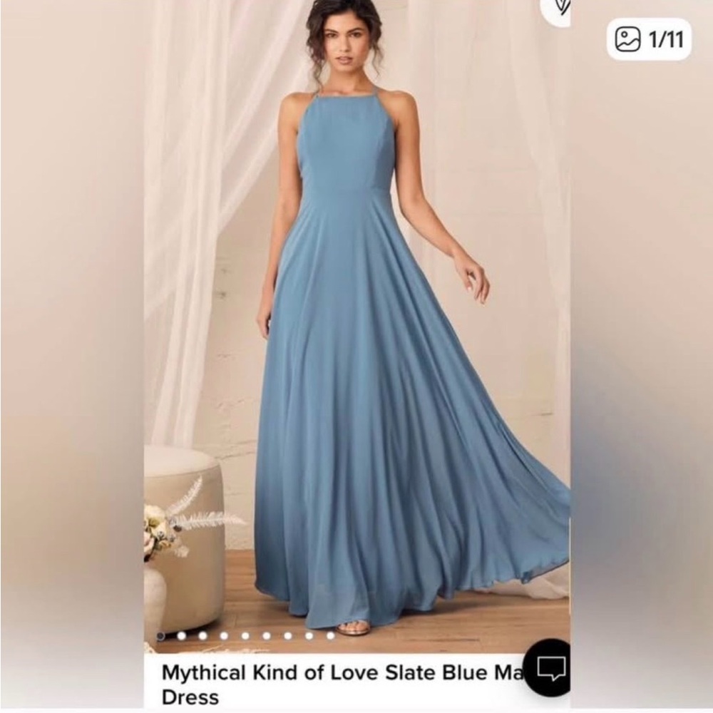 Lulu's Slate Blue Maxi Dress -NEW WITH TAGS, never worn